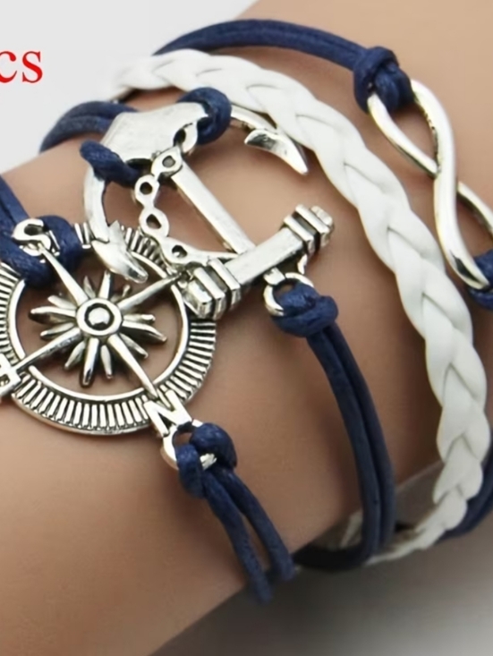 Amy Local Jewelry - Nautical Charm Bracelet Set - Navy and White